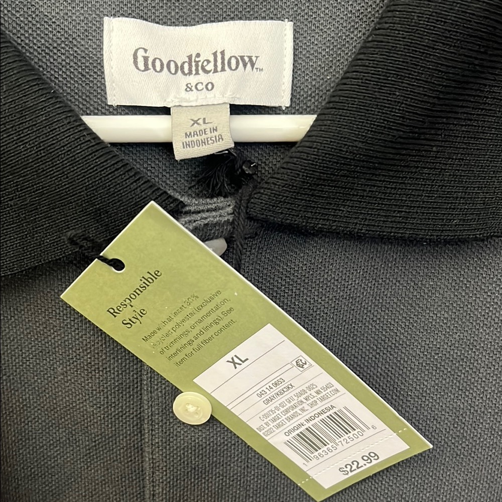 Men's Grey & Black Long Sleeve Polo - Picture 9 of 9